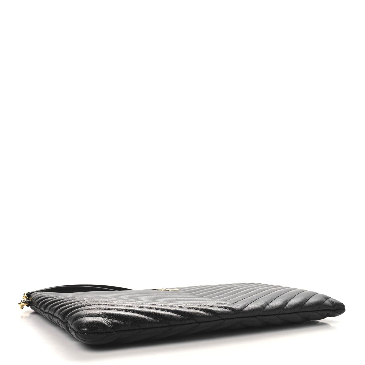 Calfskin Matelasse Chevron Monogram Document Holder Black