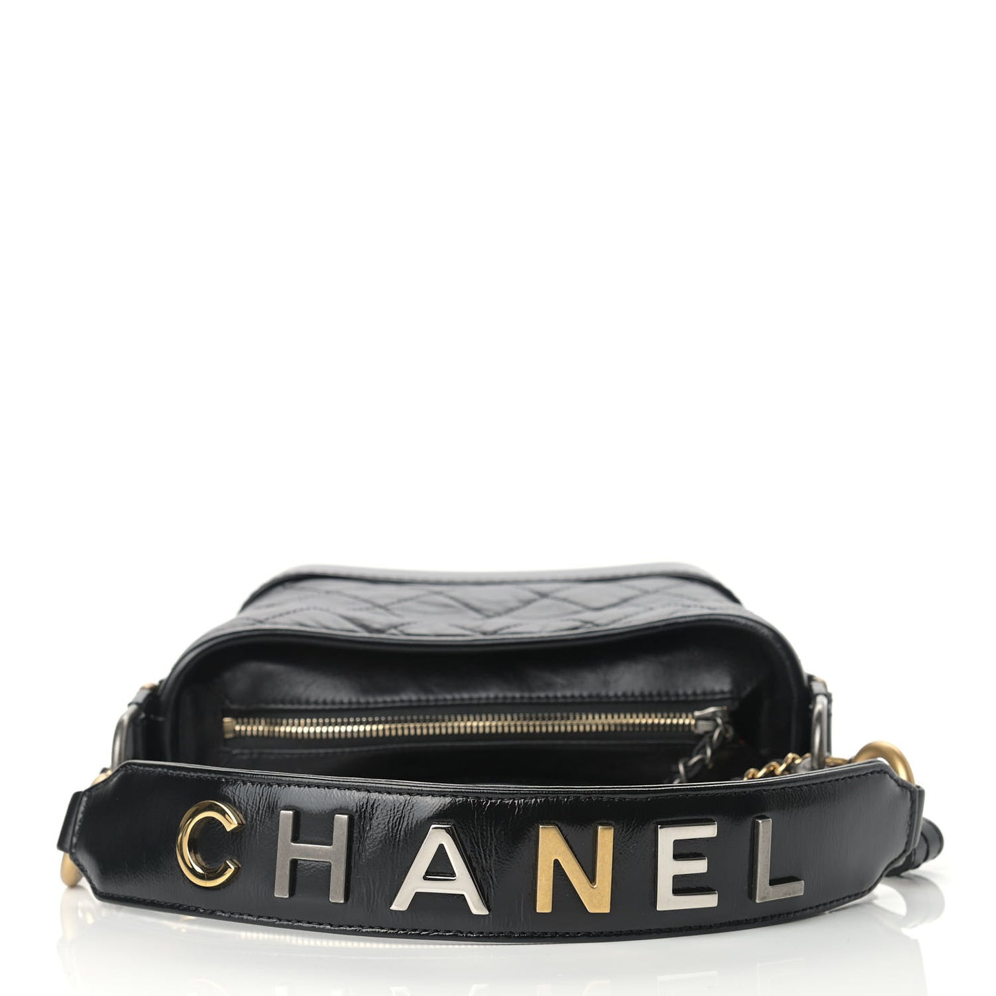 Aged Calfskin Quilted Small Gabrielle Logo Hobo Black