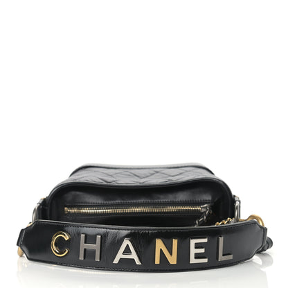 Chanel Aged Calfskin Quilted Small Gabrielle Logo Hobo Black 9 of 12