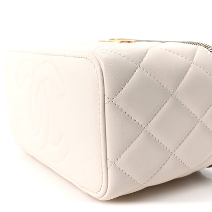 Chanel Lambskin Quilted Pearl Crush Small Vanity Case With Chain  White 10 of 10