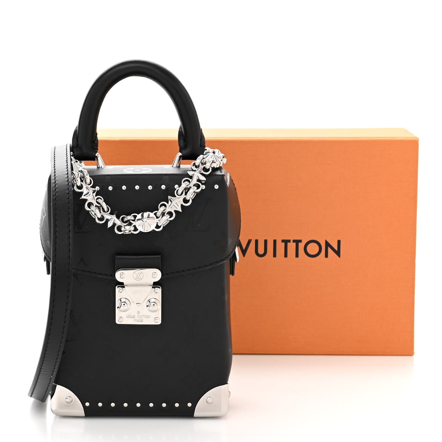 Calfskin Monogram Print Camera Box Black