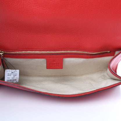 Gucci Pebbled Calfskin Medium Soho Clutch Red 5 of 13