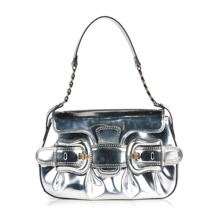 Fendi Metallic Calfskin B Bis Flap Bag Silver 1 of 7