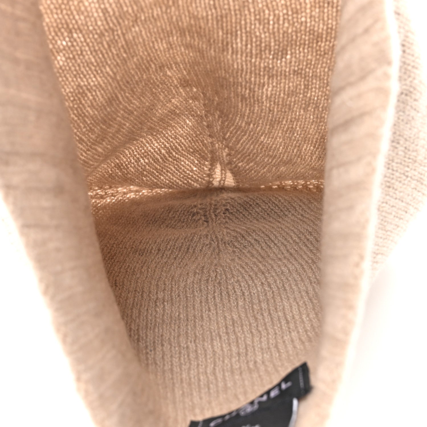 Chanel Cashmere CC Beanie Hat Beige Black 4 of 5