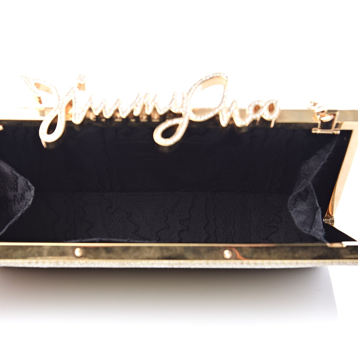 Jimmy Choo Glitter Celeste Logo Clutch Gold 6 of 11