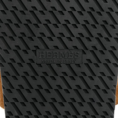 Hermes Suede Goatskin Woolskin Mens Chypre Sandals 41 Brun Fume Ecru 7 of 8