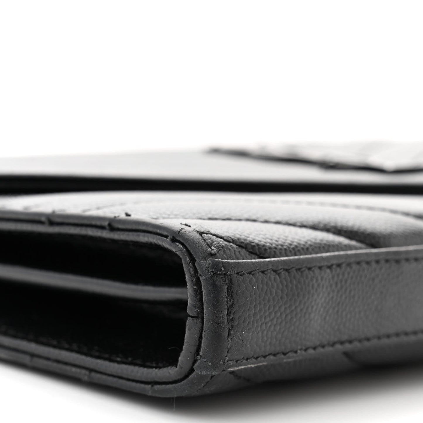 Grain De Poudre Matelasse Chevron Monogram Monochrome Chain Wallet Black