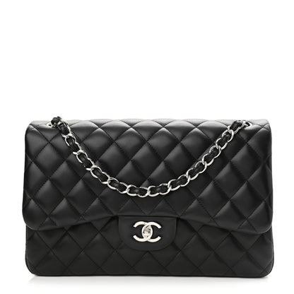 Chanel Lambskin Quilted Jumbo Double Flap Black 1 of 15
