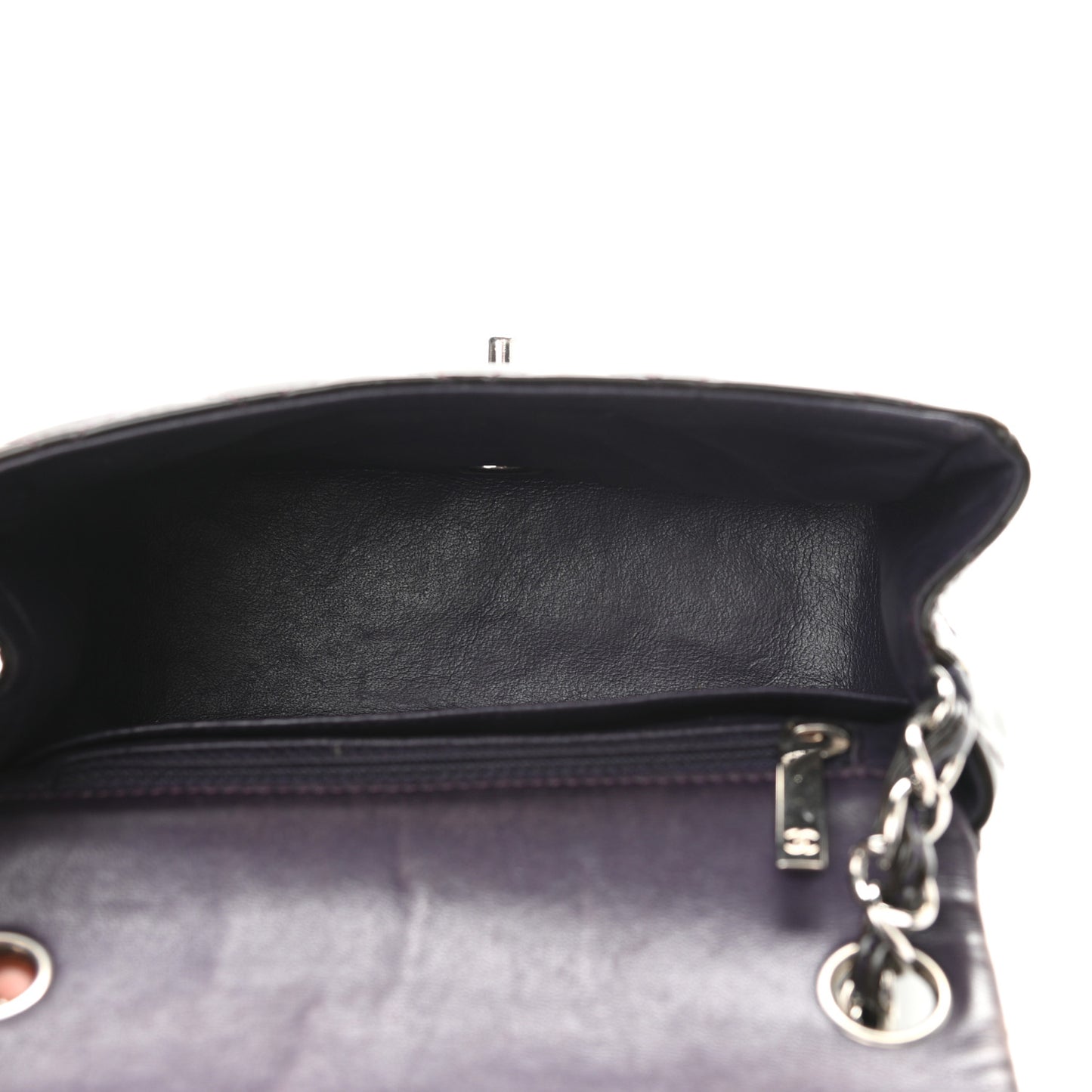 Patent Quilted Mini Square Flap Purple