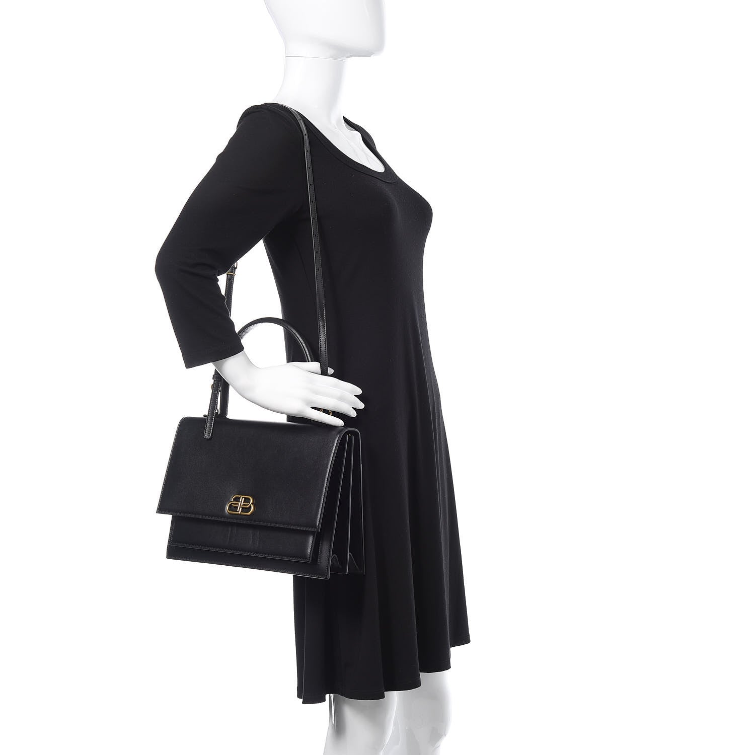 Balenciaga Box Calfskin Large Sharp Top Handle Bag Black 2 of 10
