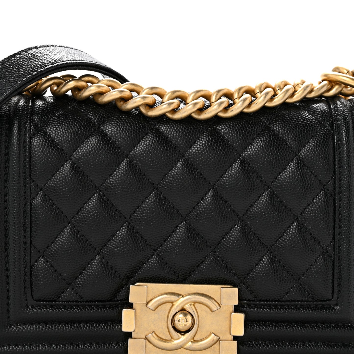 Caviar Quilted Small Boy Flap Black
