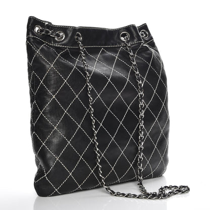 Chanel Lambskin Contrast Stitch Shoulder Bag Black 3 of 7