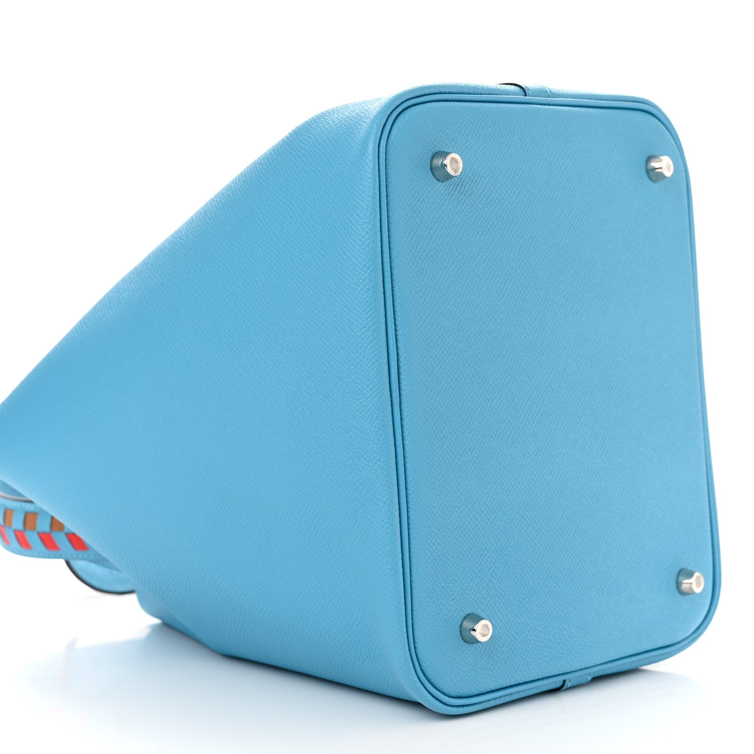 Hermes Epsom Tressage De Cuir Picotin Lock 22 MM Bleu du Nord Rouge Coeur Gold 9 of 11