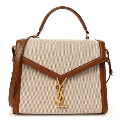 Saint Laurent Canvas Calfskin Medium Classic Monogram Cassandra Top Handle Tan Natural 1 of 10