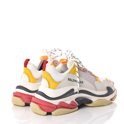 Balenciaga Mesh Nubuck Womens Triple S Sneakers 38 White Gris Jaune Rose 4 of 8
