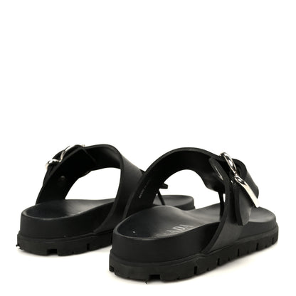 Prada EVA Rubber Buckled Lug Sole 20mm Thong Sandals 38 Black 5 of 10