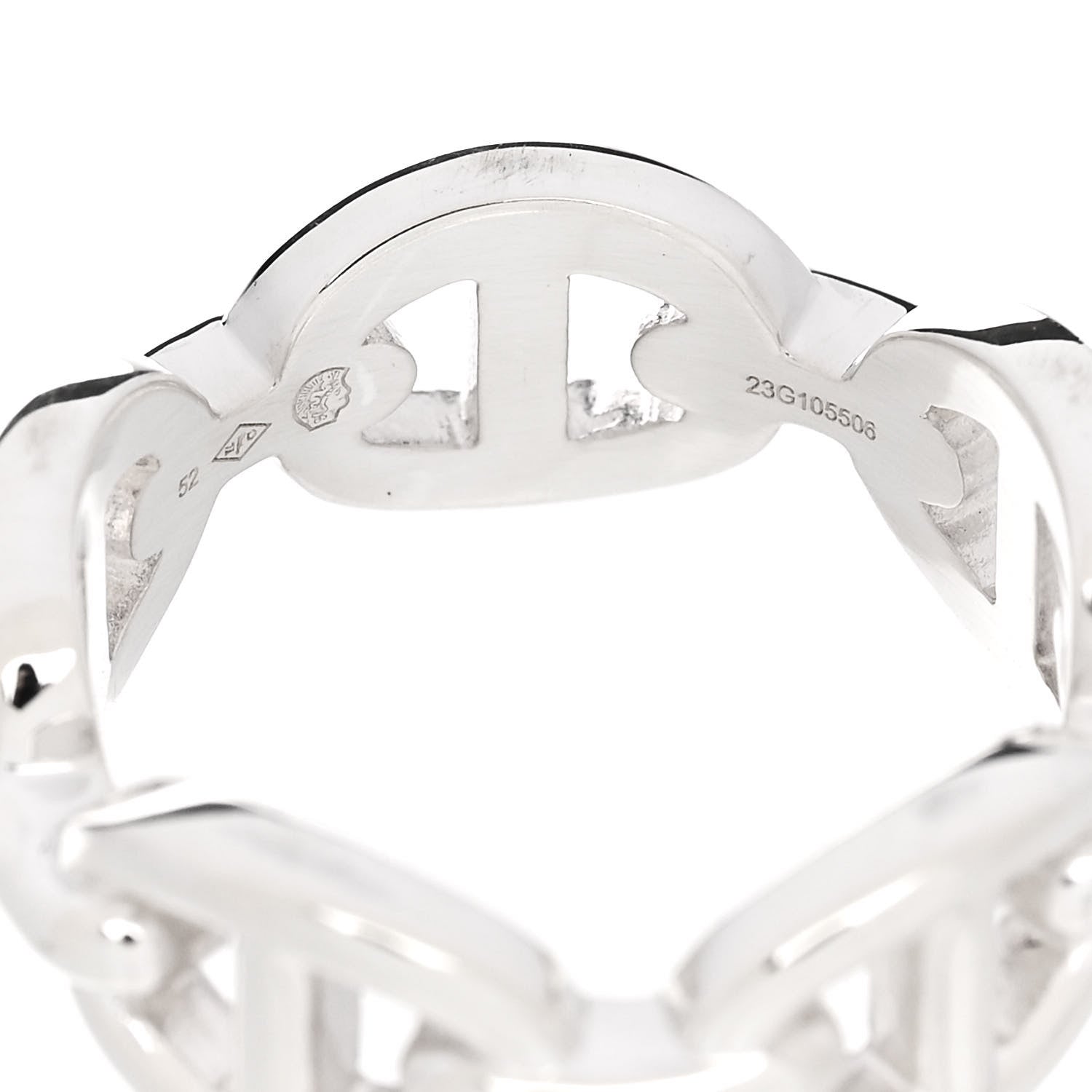 Hermes Sterling Silver PM Chaine d'Ancre Enchainee Band Ring 52 6 5 of 7