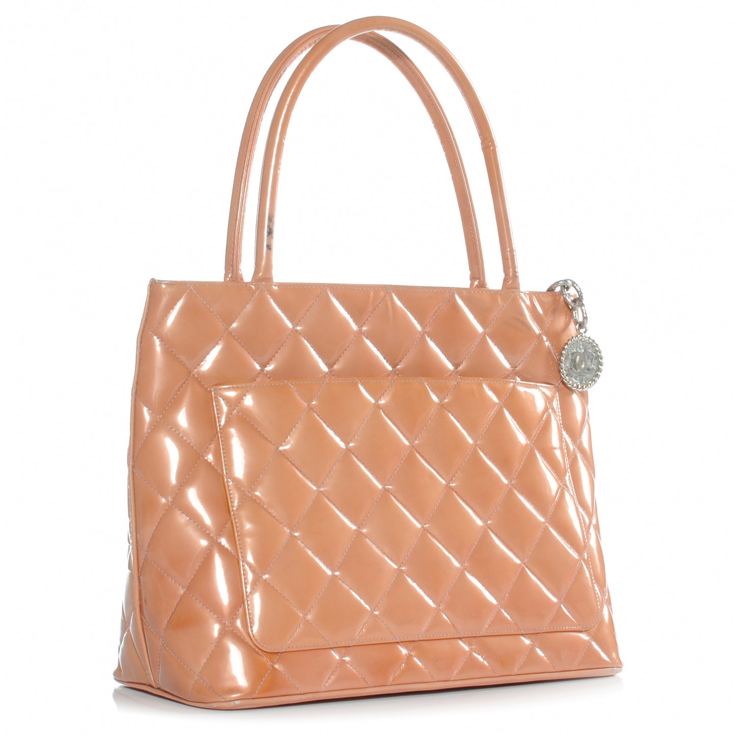 Patent Medallion Tote Salmon Pink