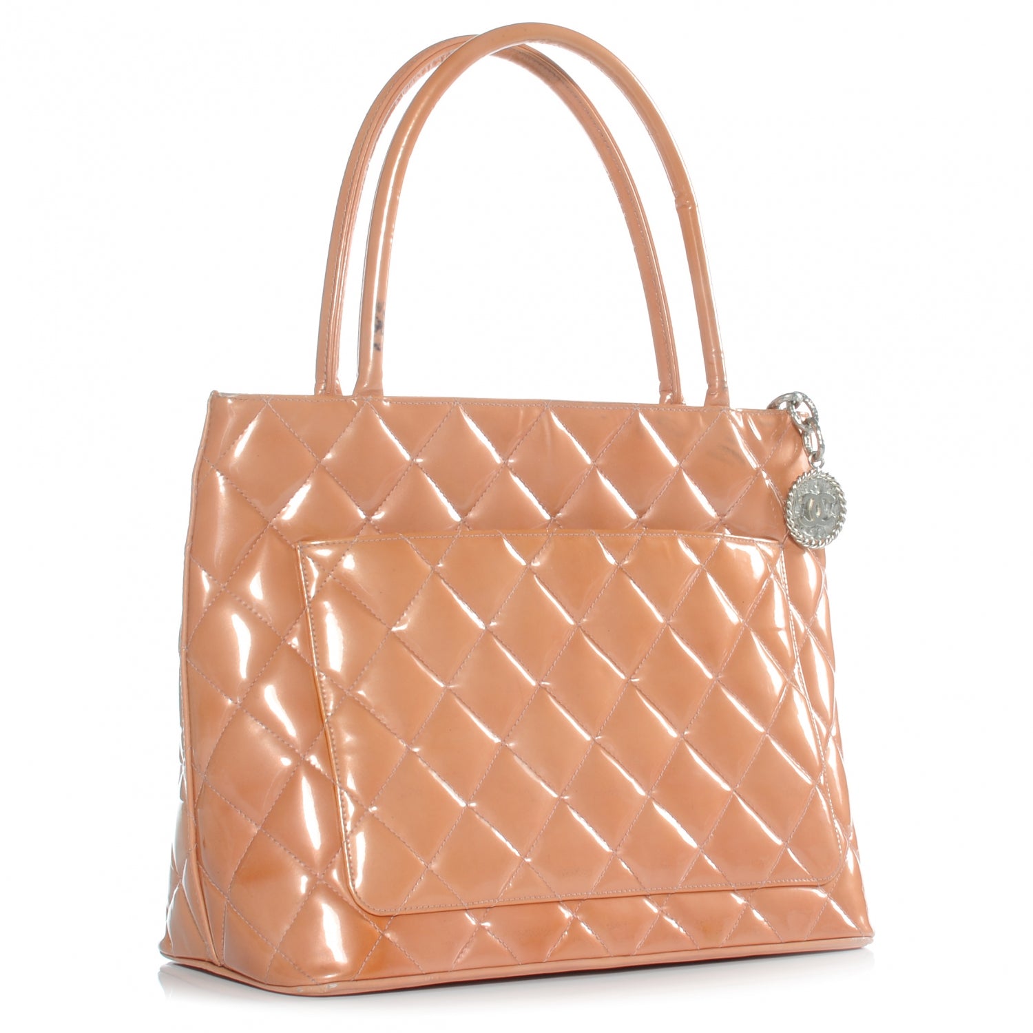 Chanel Patent Medallion Tote Salmon Pink 3 of 8