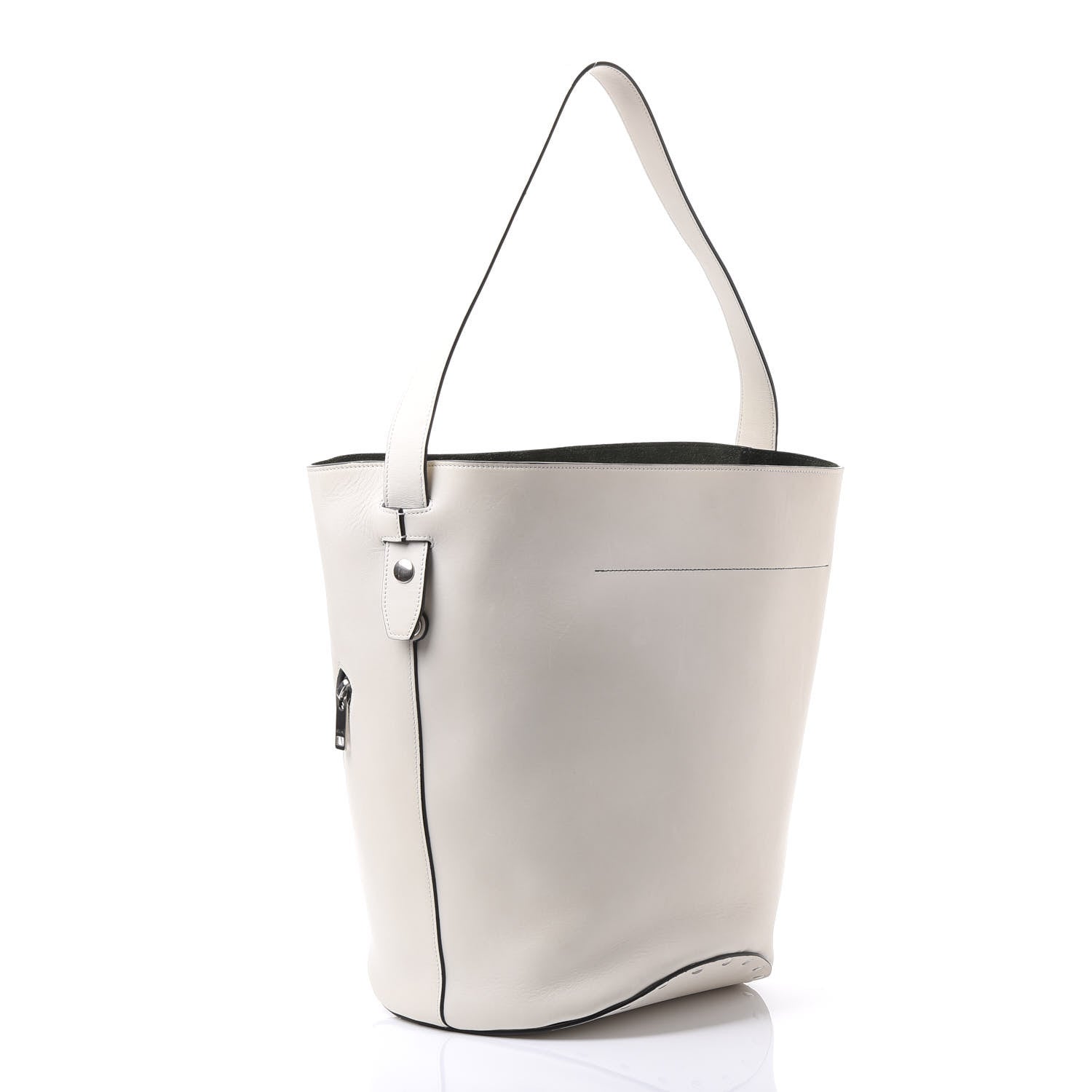 Celine Natural Calfskin Biker Bucket Shoulder Bag White 2 of 8