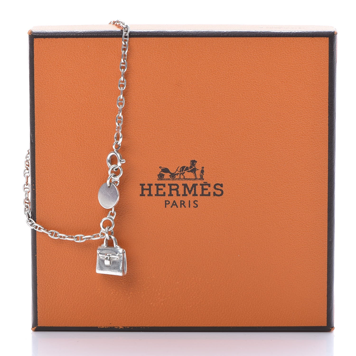 Hermes Sterling Silver Mini Birkin Amulette Bracelet ST 6 of 6
