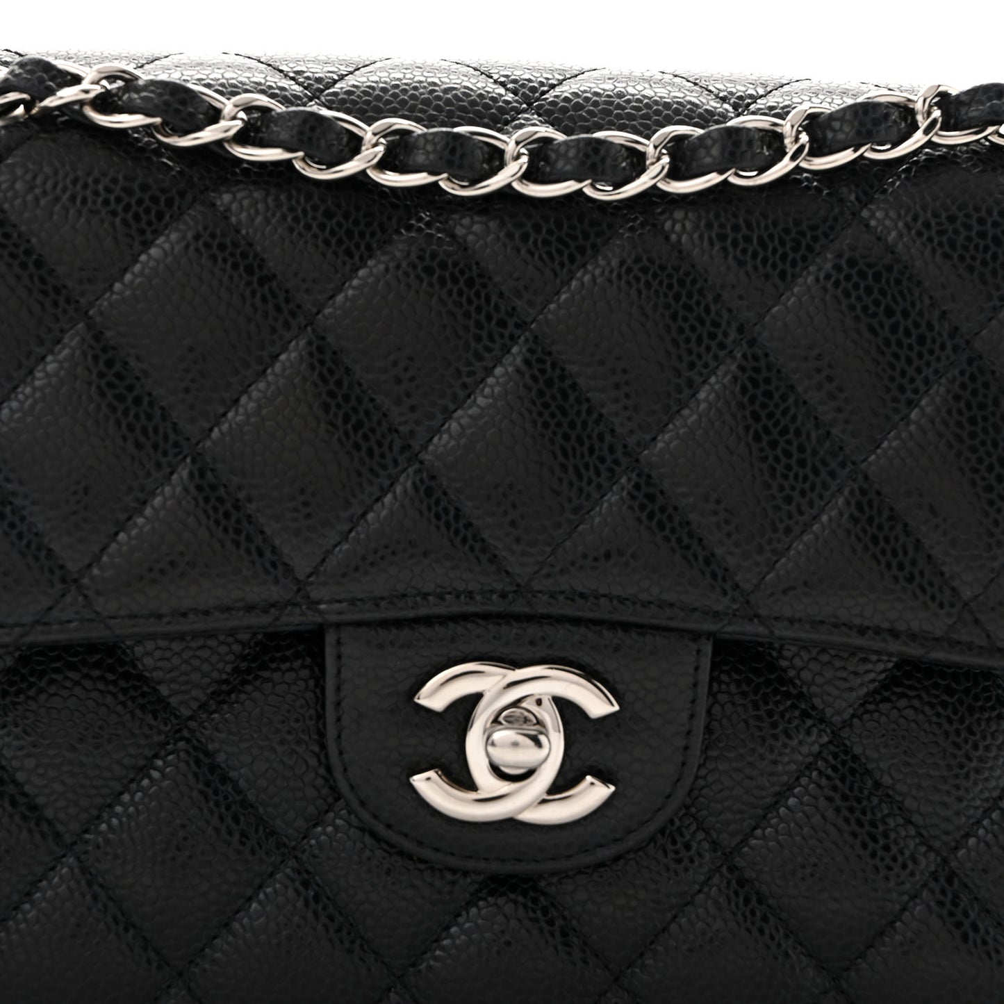 Caviar Quilted Small Double Flap Black