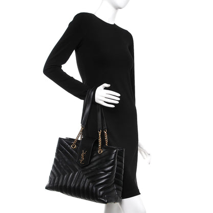 Saint Laurent Calfskin Y Quilted Monogram Large Loulou Shopper Black 2 of 7