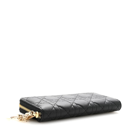 Christian Dior Lambskin Cannage Lady Dior Zip Wallet Black 4 of 8