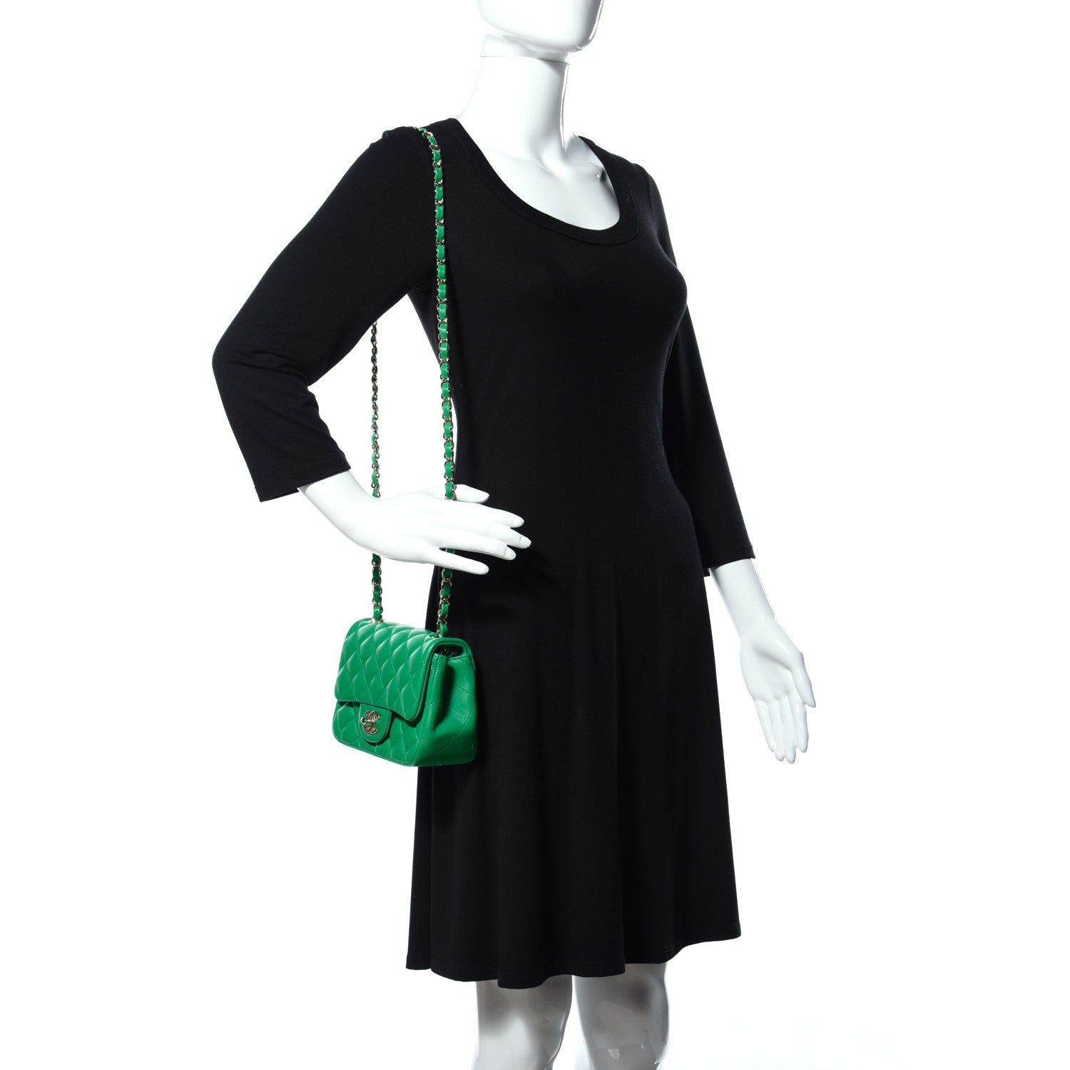 Chanel Lambskin Quilted Mini Square Flap Green 2 of 10