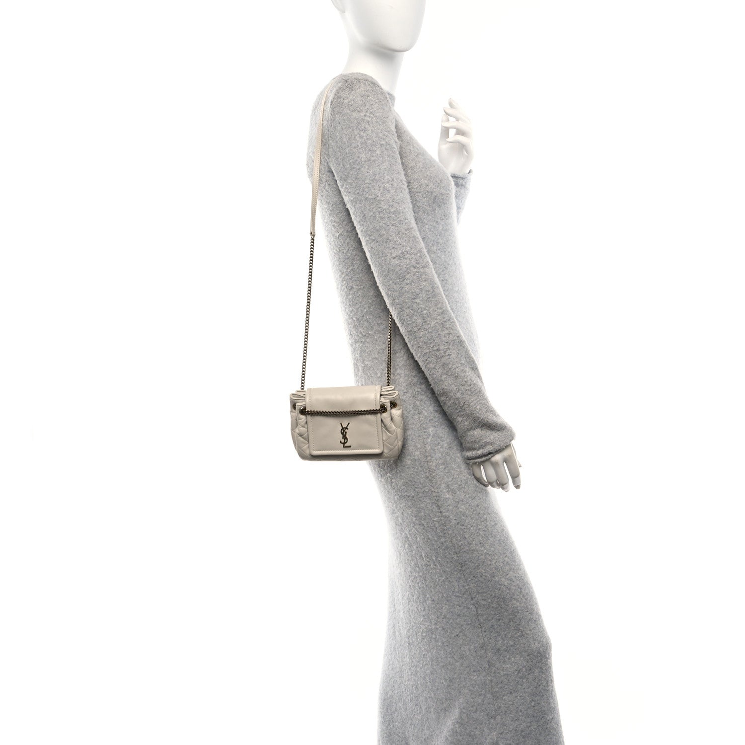 Saint Laurent Lambskin Quilted Monogram Mini Nolita Crema Soft 2 of 10