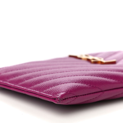 Saint Laurent Grain De Poudre Chevron Monogram Bill Pouch Dark Grape 9 of 11