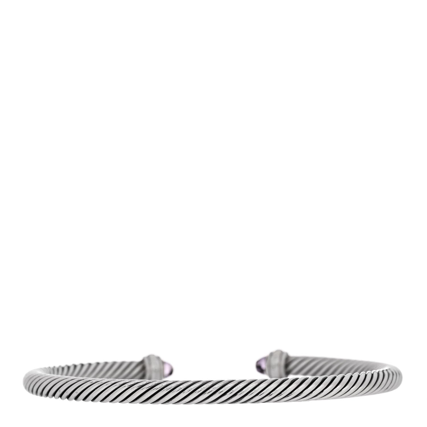 David Yurman Sterling Silver 18K Yellow Gold Amethyst 4mm Cable Classics Bracelet 2 of 4