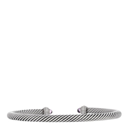 David Yurman Sterling Silver 18K Yellow Gold Amethyst 4mm Cable Classics Bracelet 2 of 4