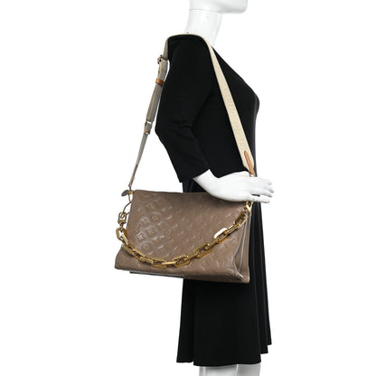 Louis Vuitton Lambskin Embossed Monogram Coussin MM Taupe 2 of 11