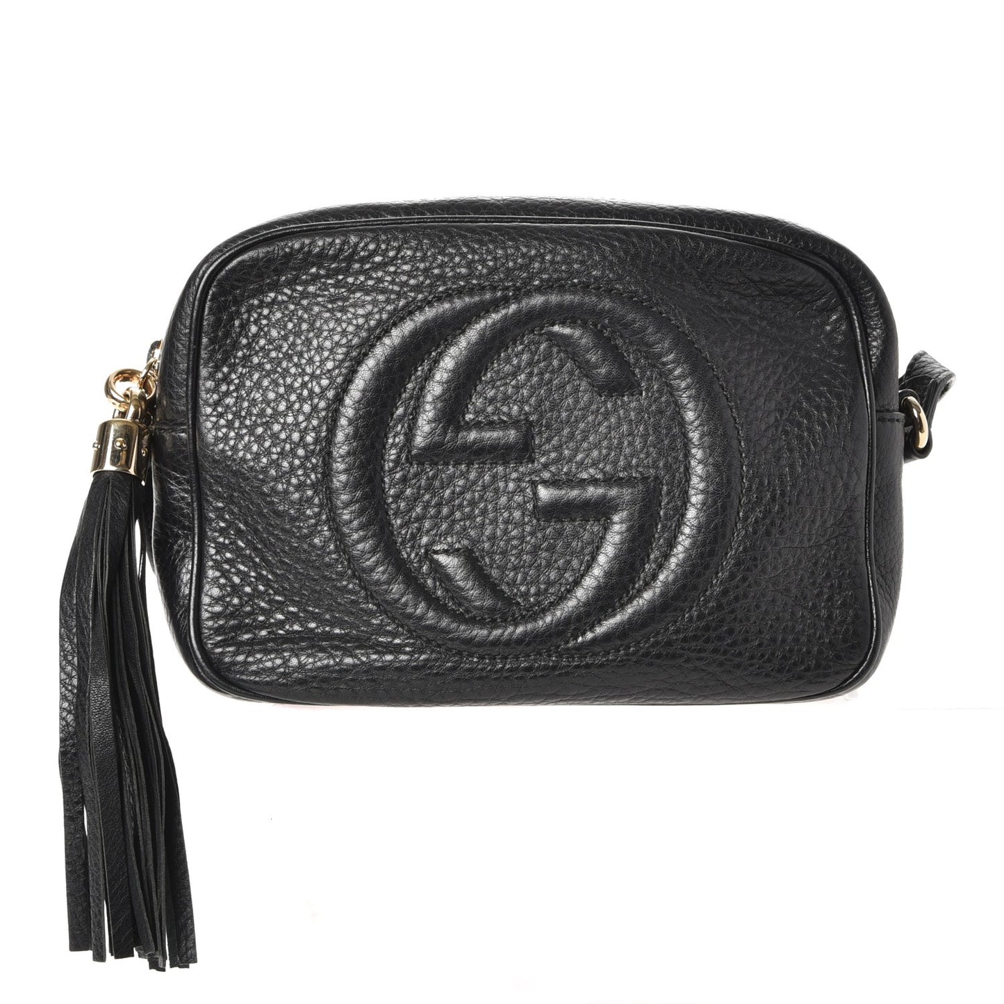 Pebbled Calfskin Small Soho Disco Bag Black