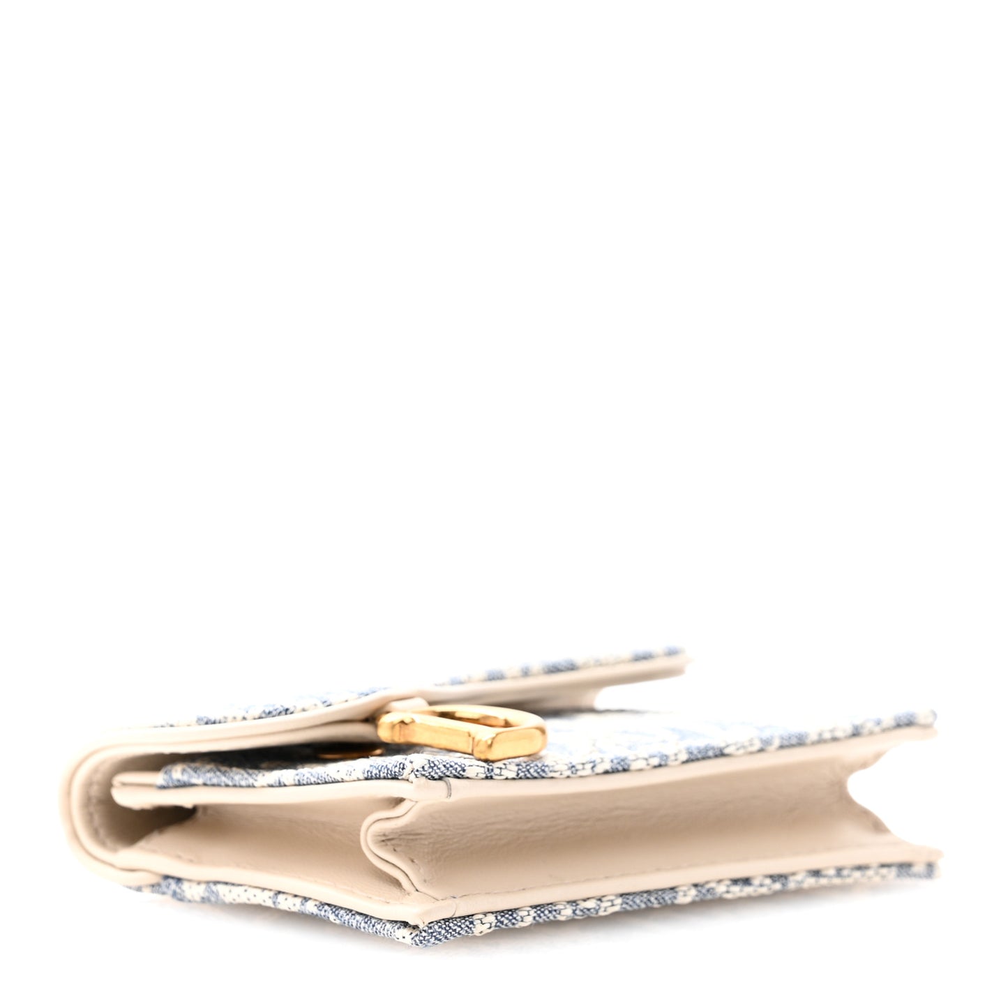 Chambray Raffia Effect Oblique Saddle Bloom Card Holder Blue Light Biscuit