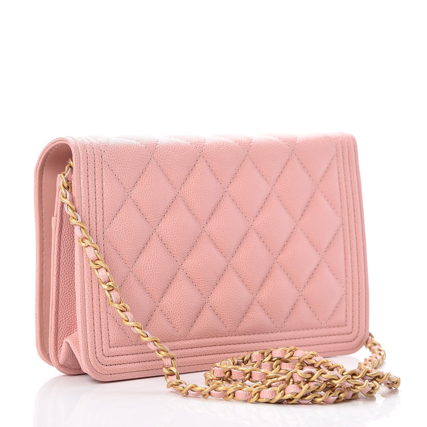 Caviar Quilted Boy Wallet On Chain WOC Pink