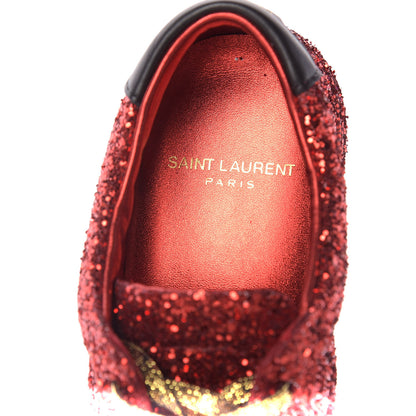 Saint Laurent Calfskin Crystal Glitter Andy Sneakers 36.5 Red 8 of 11