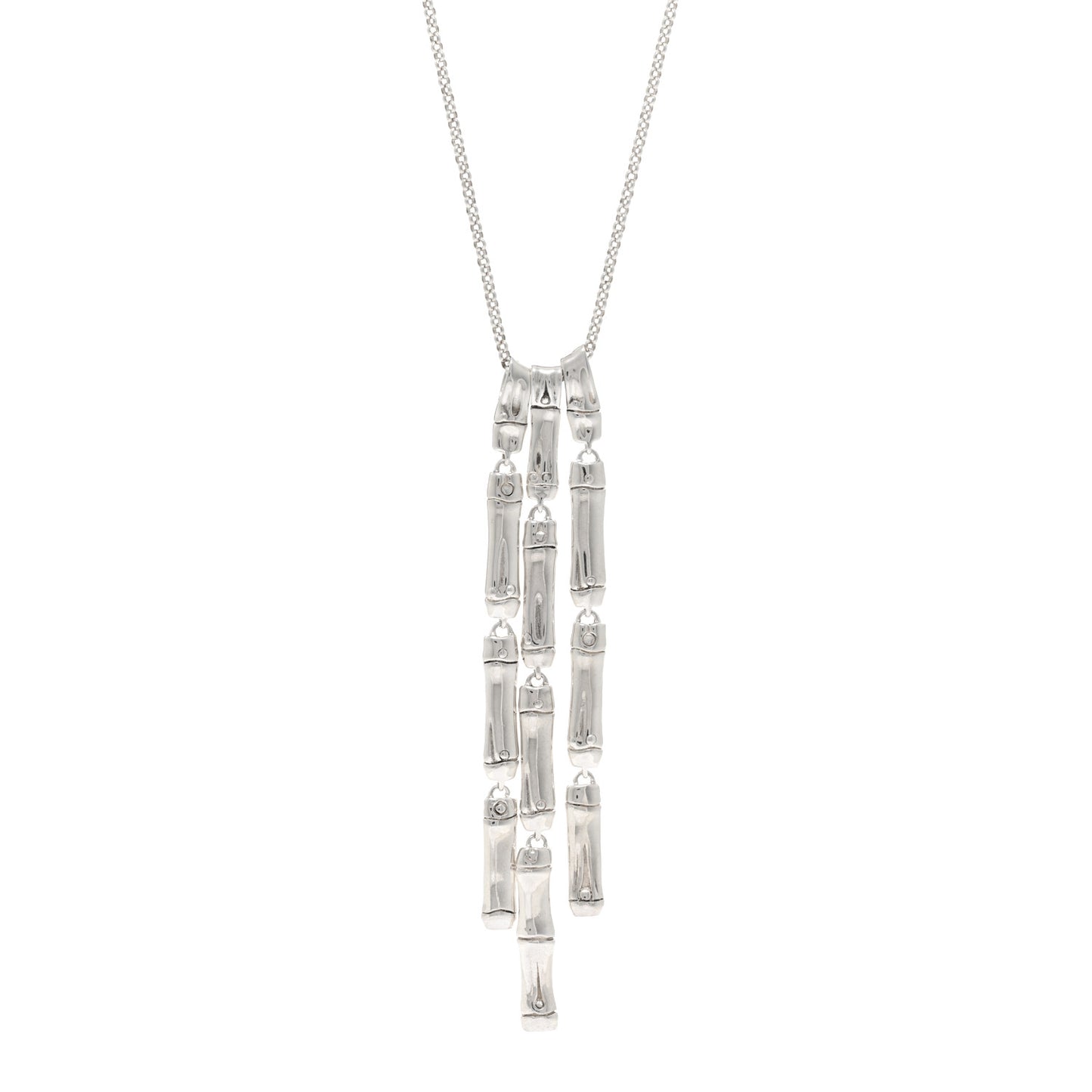 Sterling Silver Bamboo Drop Necklace