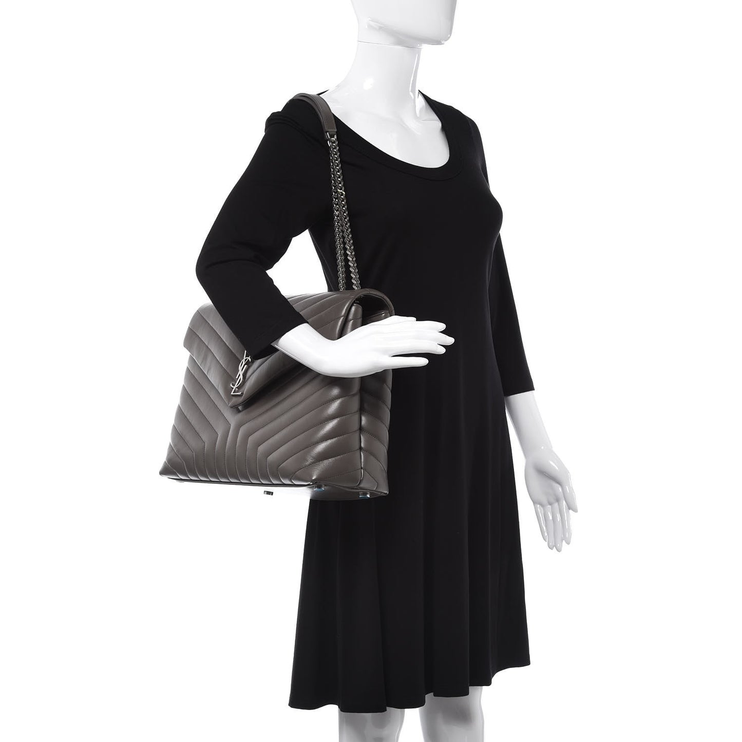 Calfskin Y Quilted Monogram Large Loulou Chain Satchel Earth