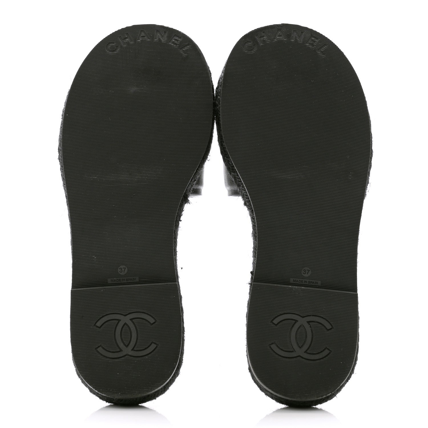 FASHIONPHILE Lambskin Espadrille Mule Sandals 37 Black 5 of 9