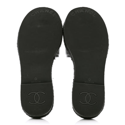 FASHIONPHILE Lambskin Espadrille Mule Sandals 37 Black 5 of 9