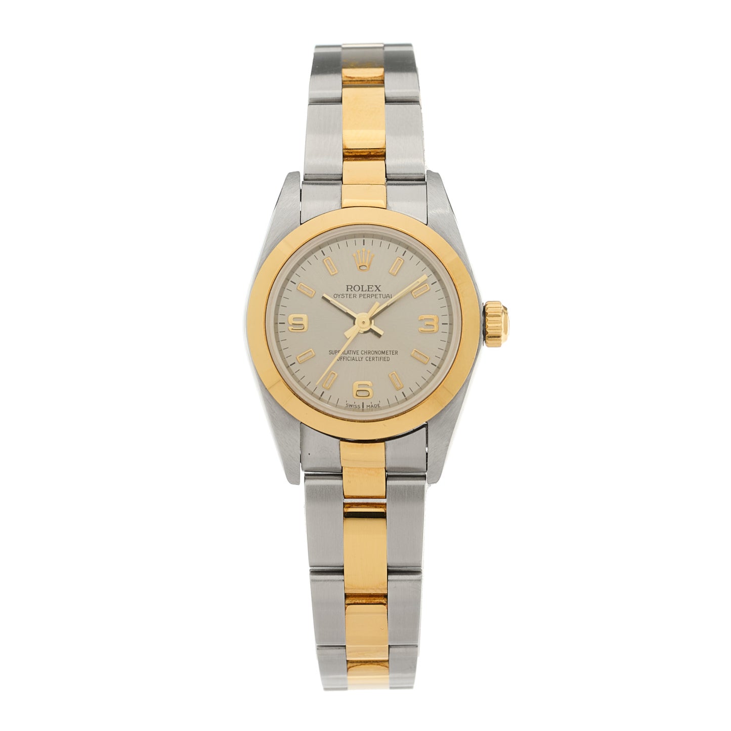 Stainless Steel 18K Yellow Gold 24mm Oyster Perpetual Watch Grey 76183