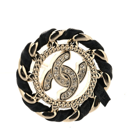 Chanel Crystal Lambskin Chain CC Stud Earrings Black Gold 4 of 5