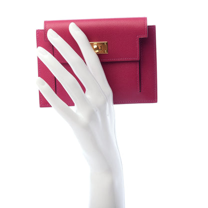 Hermes Madame Calfskin Kelly Pocket Compact Wallet Rose Pourpre 2 of 7