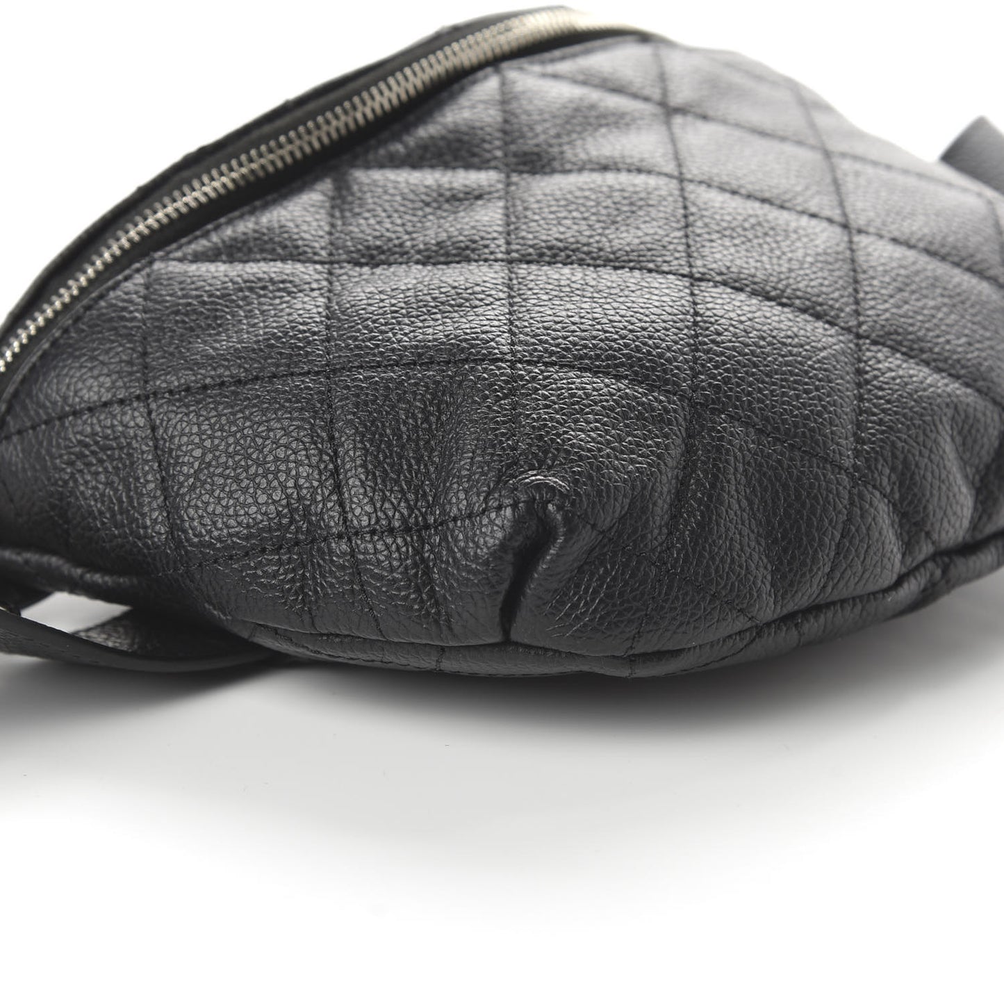 Grained Calfskin Quilted Waist Belt Bag Black