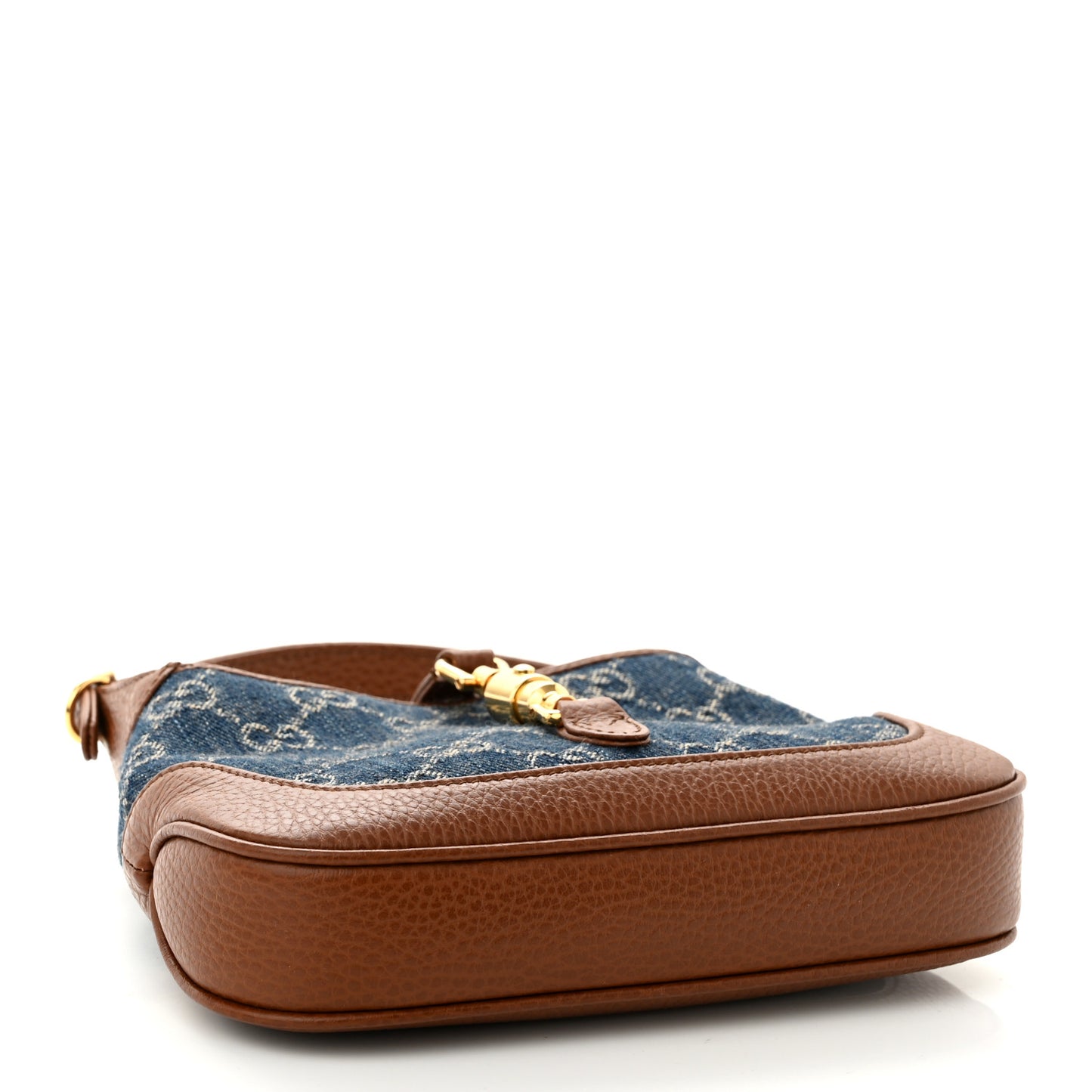New Denim GG Monogram Calfskin Mini Jackie 1961 Hobo Blue Tea Cuir