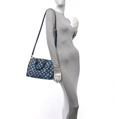 Louis Vuitton Monogram Jacquard Denim Speedy Bandouliere 25 Bleu 2 of 9