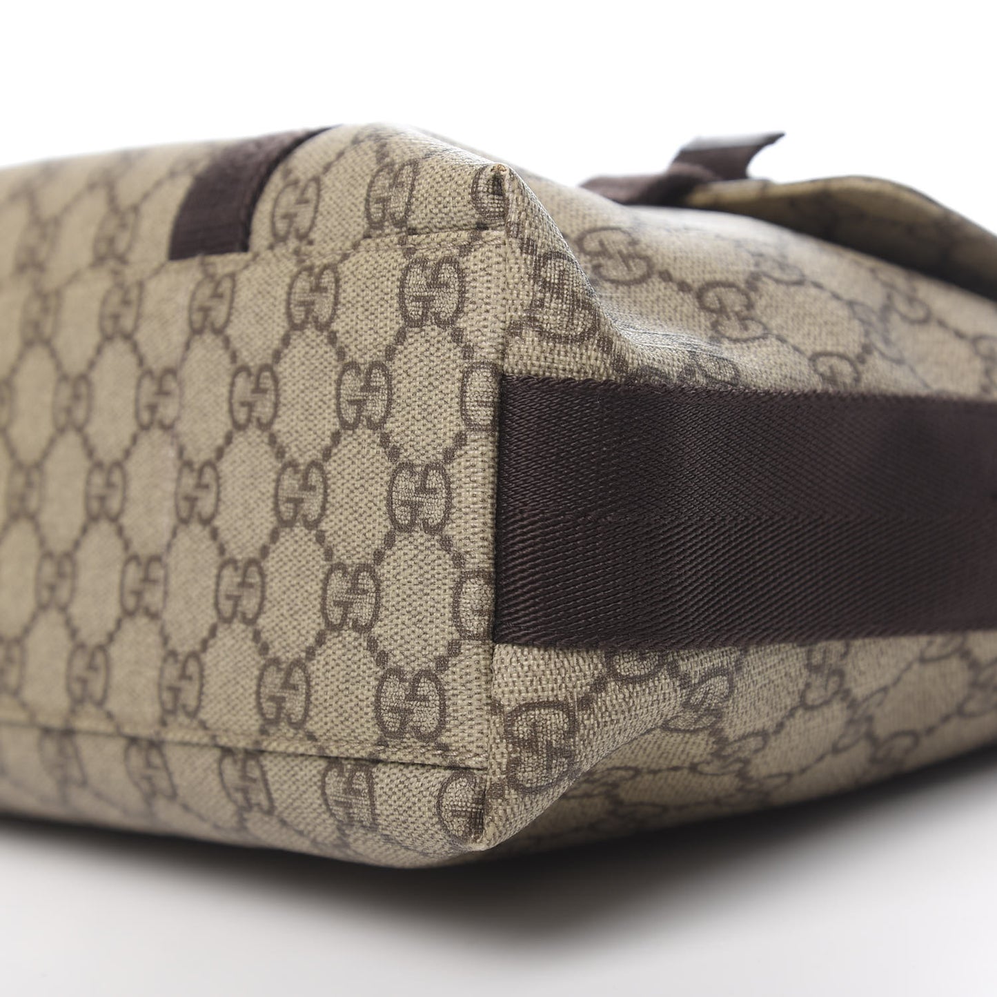 GG Plus Monogram Large Double Buckle Flap Messenger Bag Beige Dark Brown