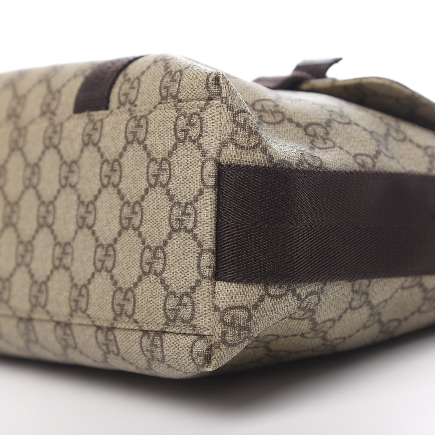 Gucci GG Plus Monogram Large Double Buckle Flap Messenger Bag Beige Dark Brown 9 of 11